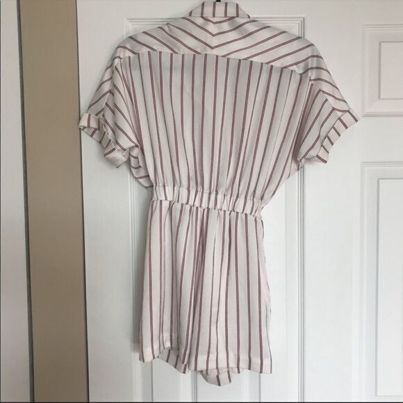 Maje Imaly Satin Playsuit Romper Striped Tie Neck - Picture 5 of 12